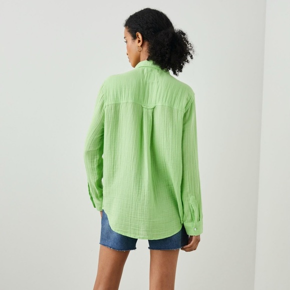 Rails Ellis Gauzy cotton Button Up Shirt in Jade Lime - Picture 3 of 10